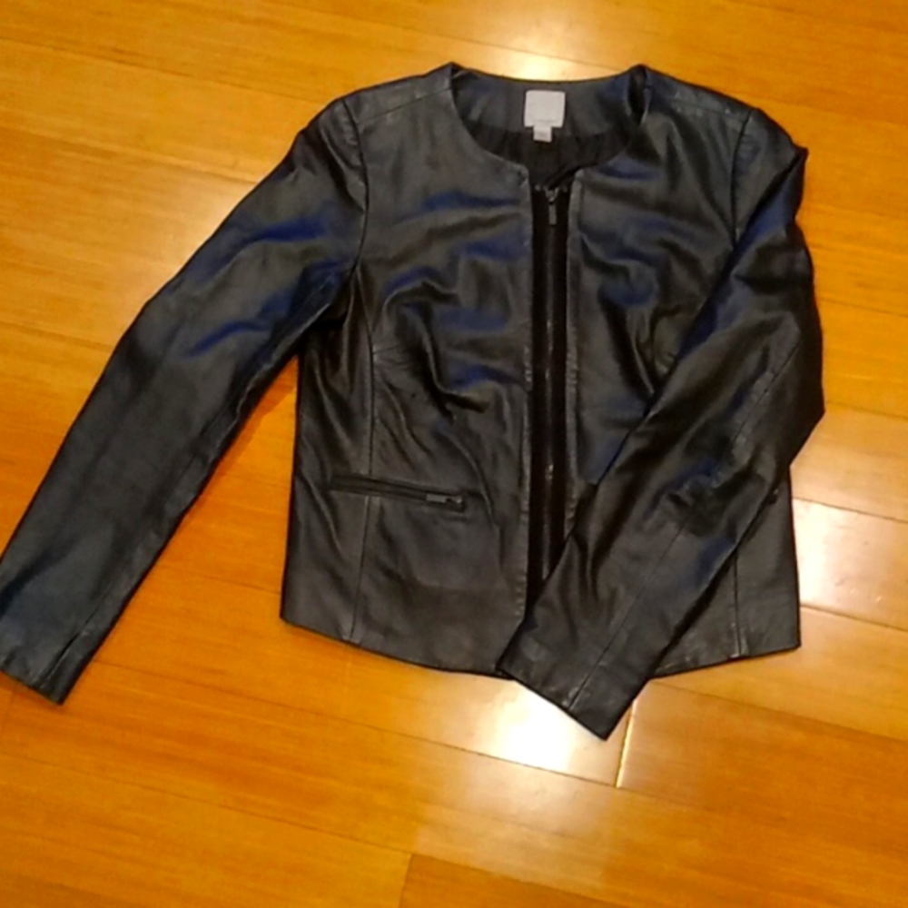 Black leather Halogen jacket medium